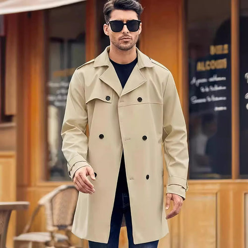 Men's Double-breasted Long-sleeved Lapel Cooked Coat