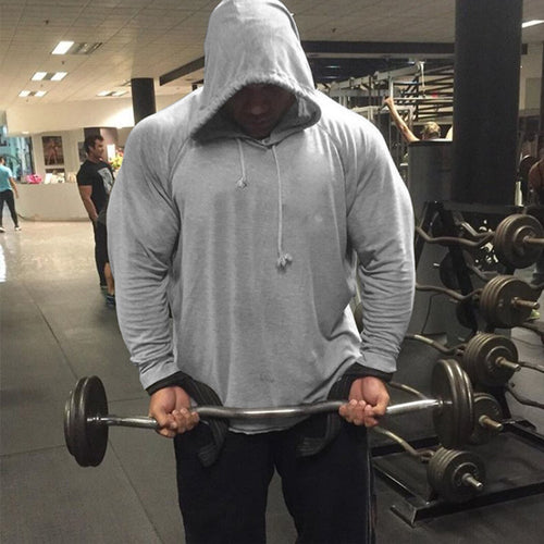 Men's Fitness Casual Autumn And Winter Hooded Raglan Long Sleeve