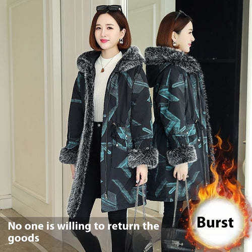 Parka Fur Female Large Fur Collar Cotton Clothes