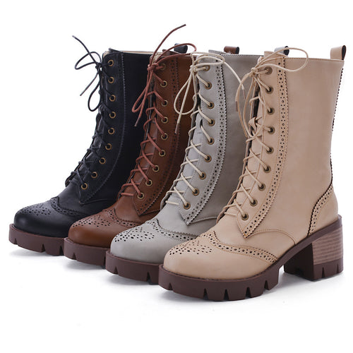 Women's New Chunky Heel Boots Strap