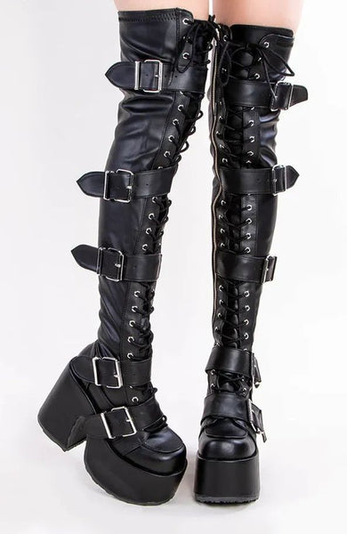 Belt Buckle Waterproof Platform Heel Boots Over The Knee Boots Women's Boots