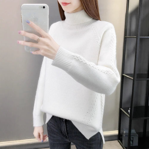 Hemp Pattern High Neck Thickened Keep Warm Inner Match Sweater Knitted Bottoming Shirt Long Sleeve