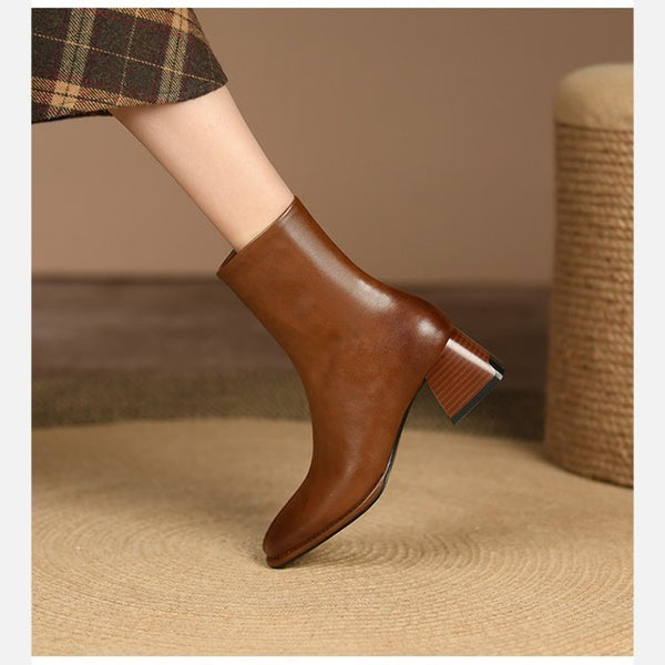 All-match Fashionable Chunky Heel Side Pull Fashion Boots