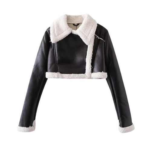 Fur Integrated Short Street Hot Girl Motorcycle Clothing Coat