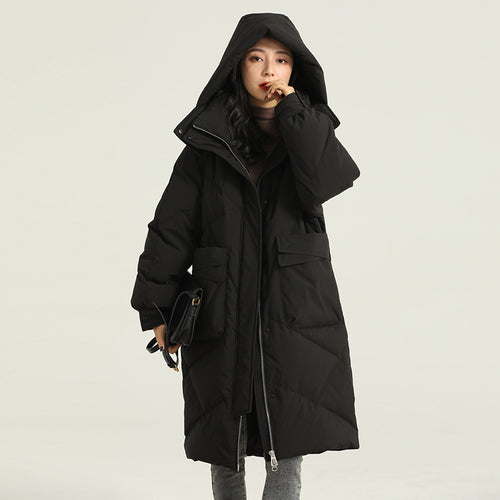 White Duck Down High-end Warm Women's Slimming Pinghu Coat