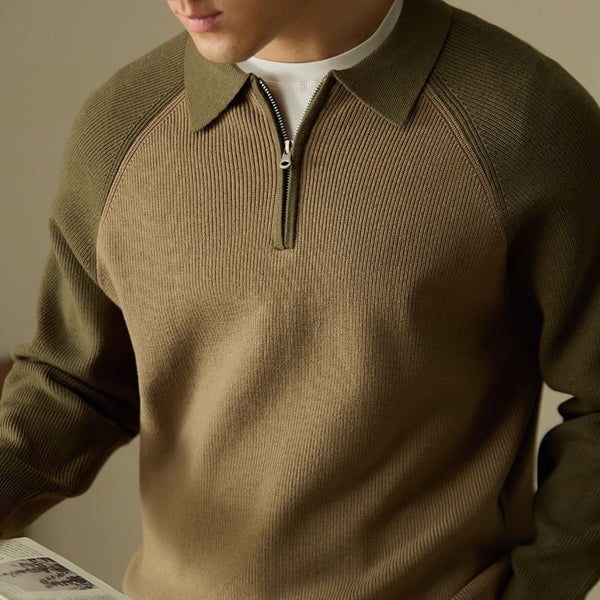 American Casual Half-height Zip Polo Sweater