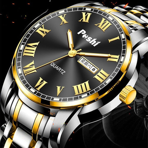 Men's Watch Steel Band Double Calendar Luminous Waterproof